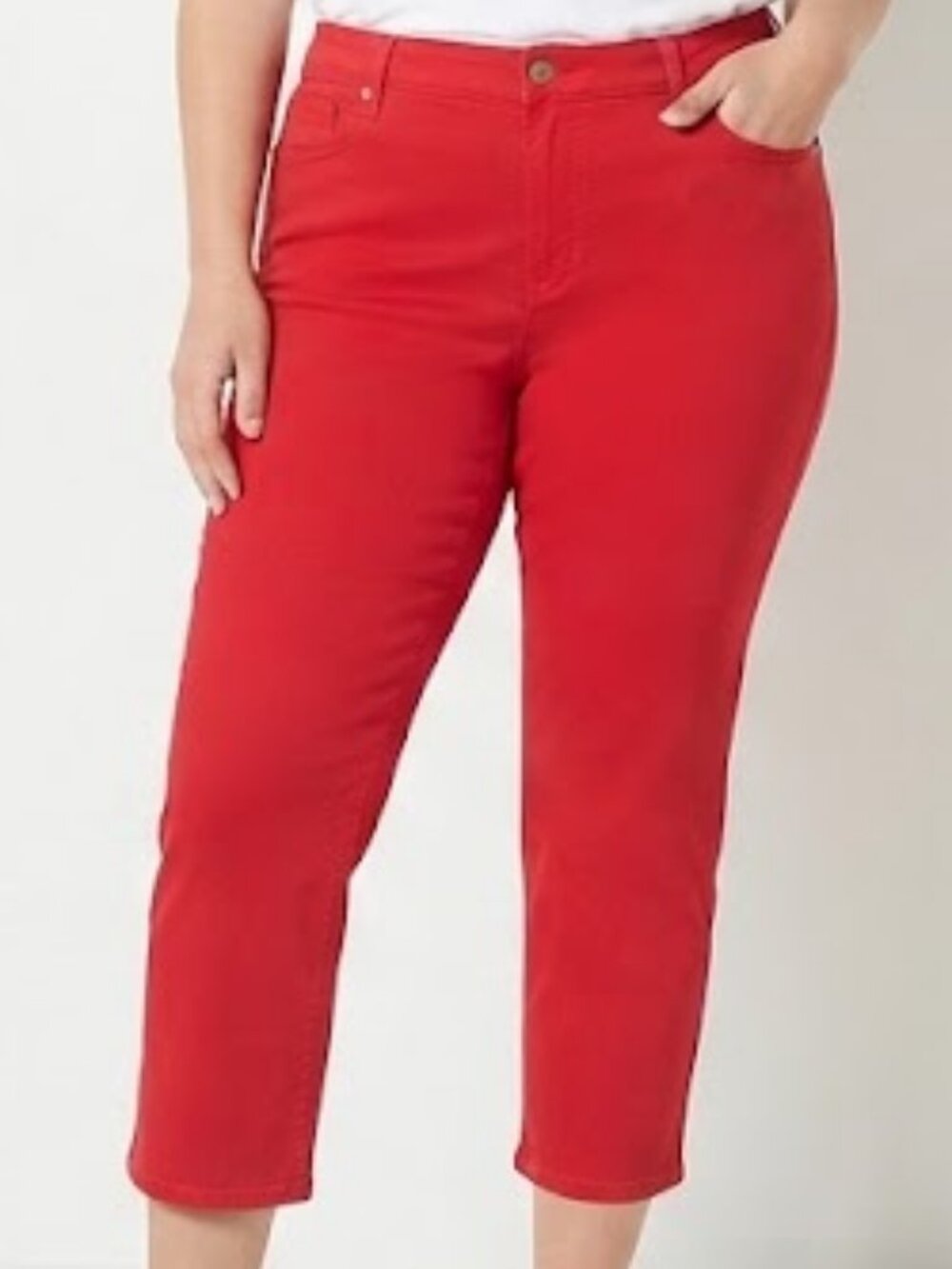 Westport Signature Fit Capri Womens 16 Red Twill Stretch Pockets Summer